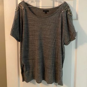 Lane Bryant rolled sleeve shoulder embellishments